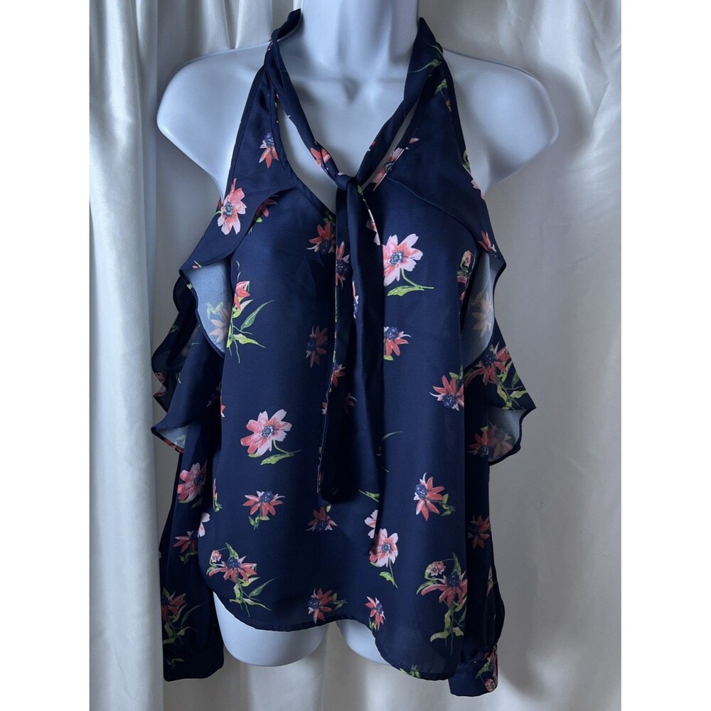 Coqueta International Women’s Floral Blouse Size M Tie Front Detail Boho Carrer